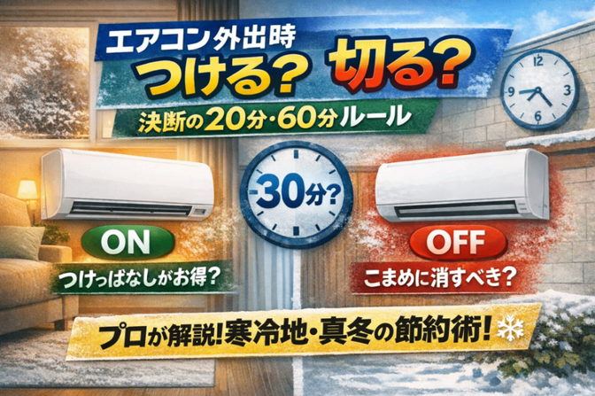 【エアコン職人直伝】外出時、切る？つけっぱなし？迷いを断つ「20・60分ルール」と節約の正解