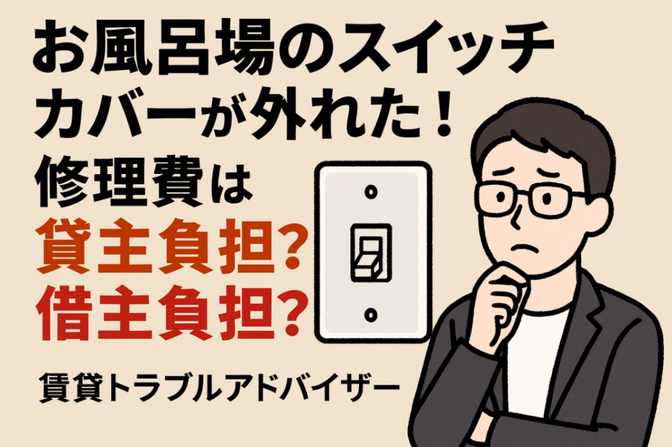 お風呂場のスイッチカバーが外れた！修理費は貸主負担？借主負担？