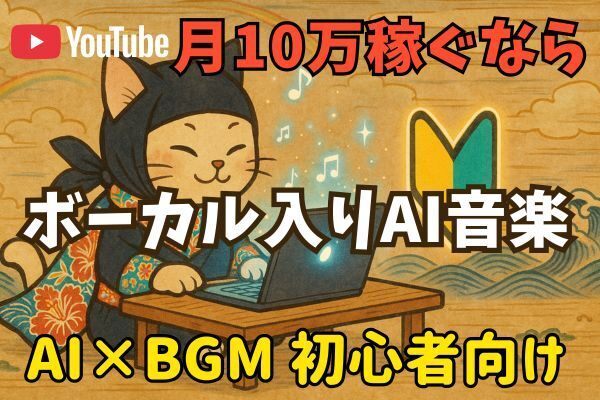 【AI×BGM+ボーカル】初心者でも月10万円を目指せる！日本語の歌詞とボーカルで世界観を伝える