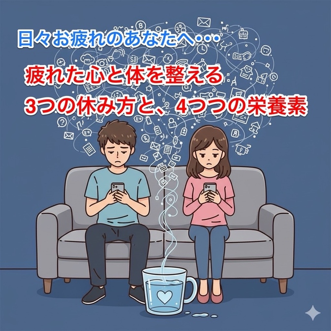 疲れた心と体を整える、３つの休み方と４つの栄養素