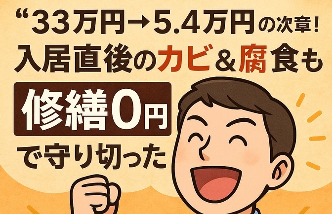「33万円→5.4万円」の次章！入居直後のカビ＆腐食も対応可能！“修繕0円”で守り切った話