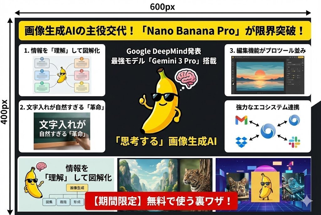 無料で使う裏ワザ 画像・漫画・ポスター作成はこれで決まり！Nano Banana Pro
