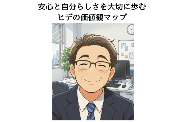 安心と自分らしさを大切に歩むヒデの価値観マップ