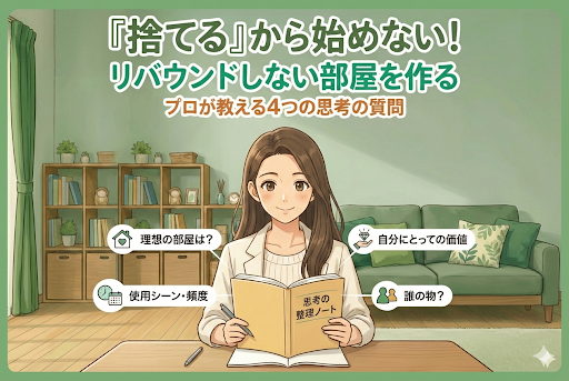 「捨てる」から始めない！リバウンドしない部屋を作る、プロが教える4つの思考の質問