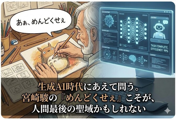 生成AI時代にあえて問う。宮崎駿の「めんどくせぇ」こそが、人間最後の聖域かもしれない