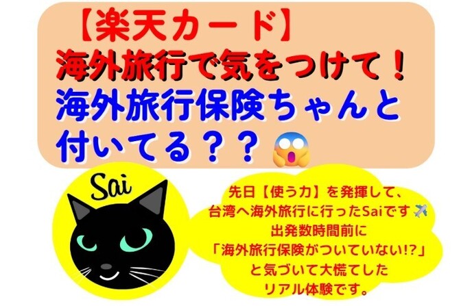 【楽天カード】海外旅行で気をつけて！海外旅行保険ちゃんと付いてる？？😱