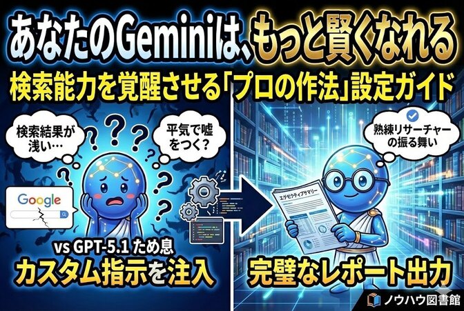 Gemini3.0の検索能力が「劇的に変わる」。GPT-5.1級の調査脳をカスタム指示で実装