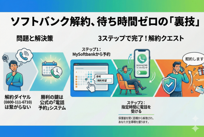 【解約】ソフトバンクの解約電話が繋がらない？待たずに済む「予約という裏技」