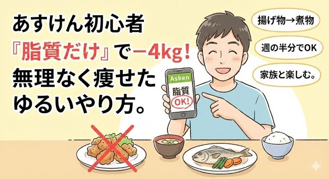 「あすけん初心者が“脂質制限だけ”意識して、無理なく痩せたやり方」