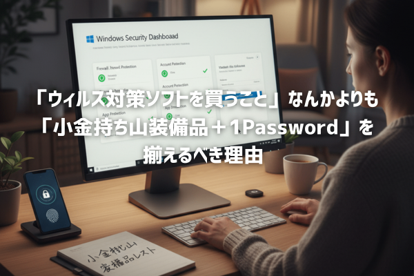 「ウィルス対策ソフトを買うこと」なんかよりも「小金持ち山装備品＋1Password」を揃えるべき理由