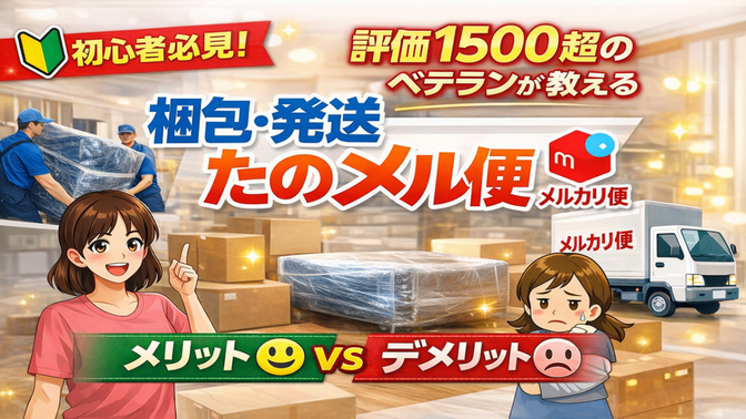 🔰初心者必見！評価1500超のベテランが教える　梱包・発送たのメル便　メリットデメリット