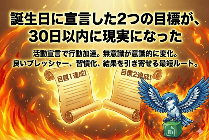誕生日に宣言した2つの目標が、30日以内に現実になった