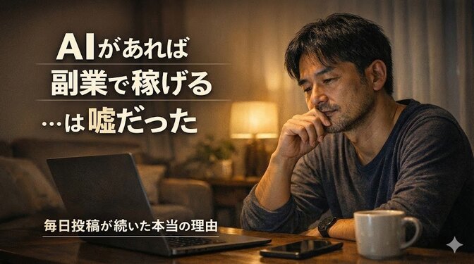 「AIがあれば副業で稼げる」は嘘だった ― 毎日投稿が続いた本当の理由