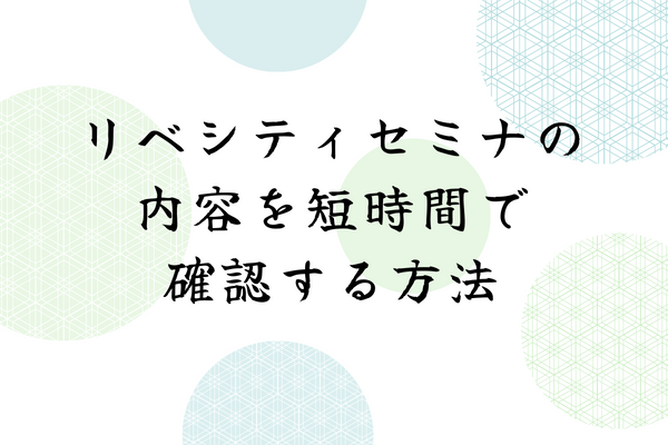 リベシティセミナの内容を短時間で確認する方法
