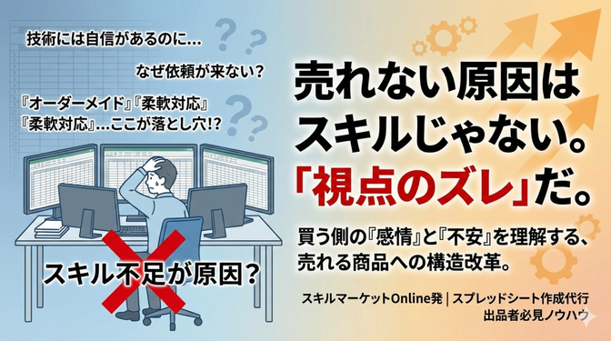 【スキルマーケットOnline】「あなただけのスプレッドシート作ります」が売れない原因と3つの勘違い