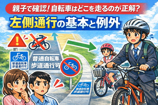 親子で確認！自転車はどこを走るのが正解？ 左側通行の基本と例外