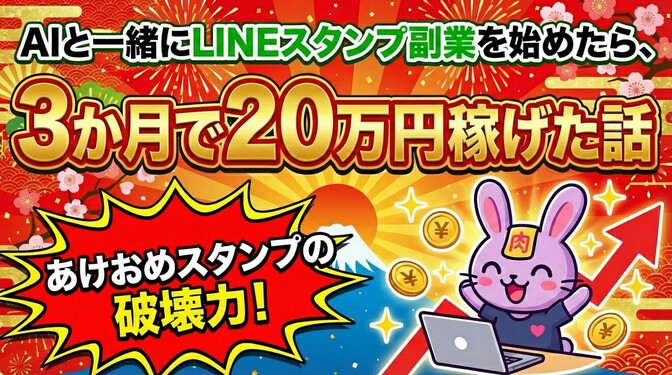 AIと一緒にLINEスタンプ副業を始めたら、3か月で20万円稼げた話 （あけおめスタンプの破壊力！）