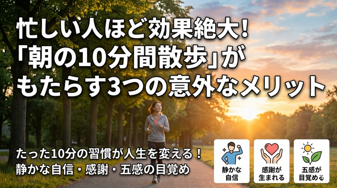 忙しい人ほど効果絶大？「朝の10分間散歩」がもたらす3つの意外なメリット