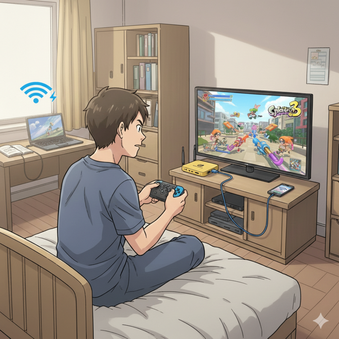 【接続制限を突破】ホテルや寮のWi-FiでSwitchを快適に！台数制限を回避して「有線」で遊ぶ！