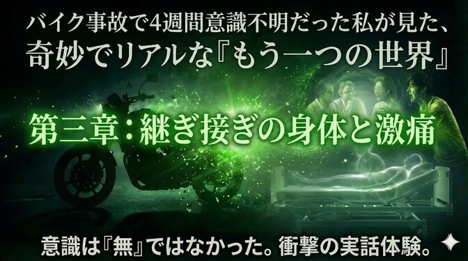 4週間意識不明でみた奇妙でリアルな世界　第三章：継ぎ接ぎの身体と激痛