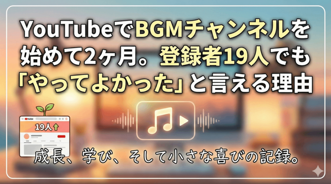 YouTubeでBGMチャンネルを始めて2ヶ月。登録者19人でも「やってよかった」と言える理由