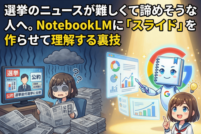 選挙のニュースが難しくて諦めそうな人へ。NotebookLMに「スライド」を作らせて理解する裏技