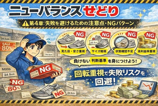 ④【ニューバランスせどり】第４章：失敗を避けるための「注意点・NGパターン」考察。
