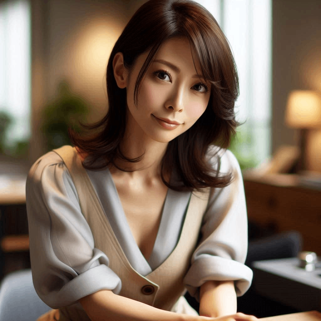 写真風、30代くらいの日本人女性、女性は話を聞いてほしそうな表情をしている.png
