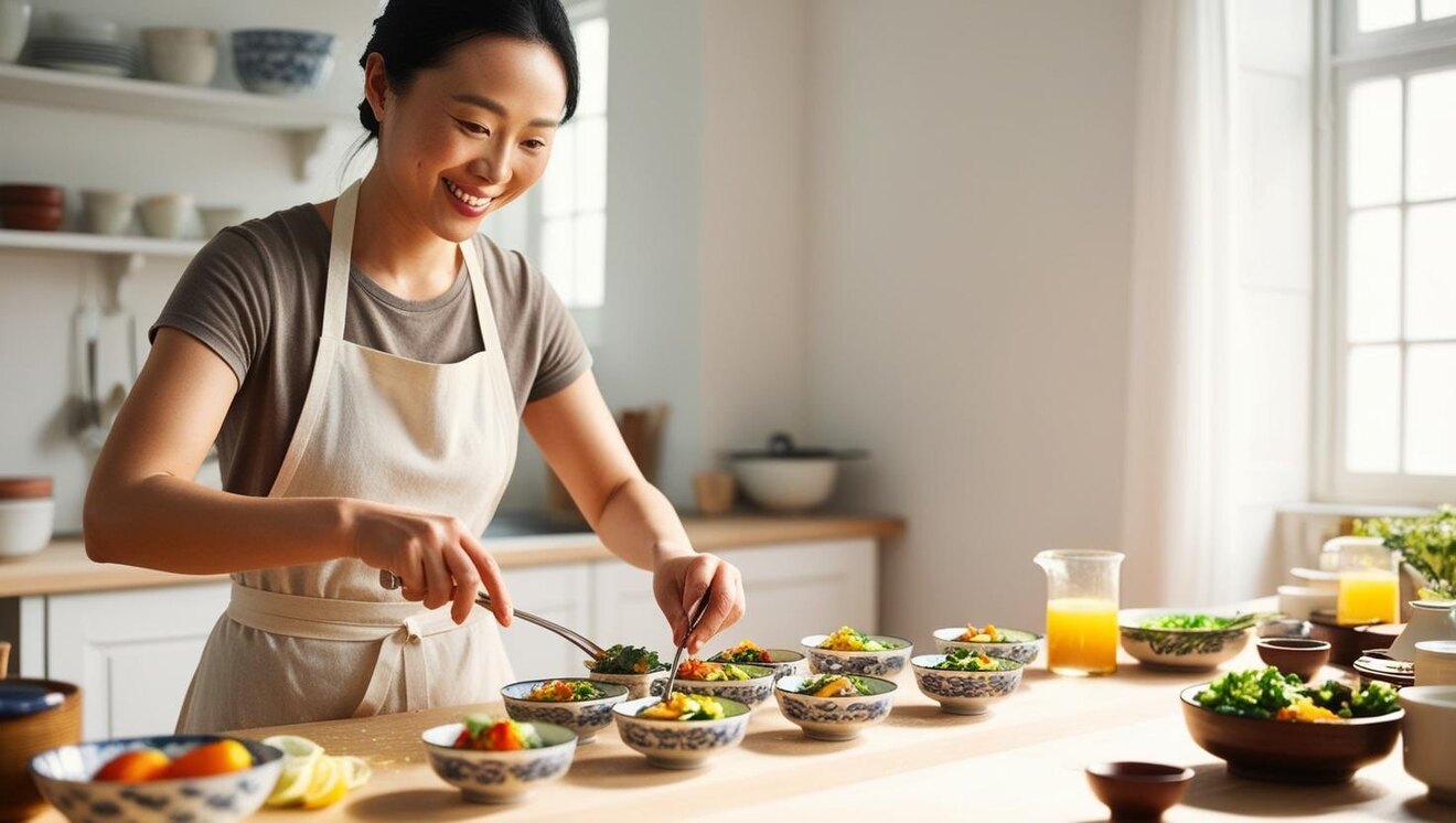 小さな器を使って料理を楽しむご婦人.jpg