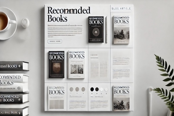 DALL·E 2025-01-11 14.39.34 - A clean and simple slide design for a blog article about recommended books. The slide features a modern, horizontal layout with a white background and.jpeg