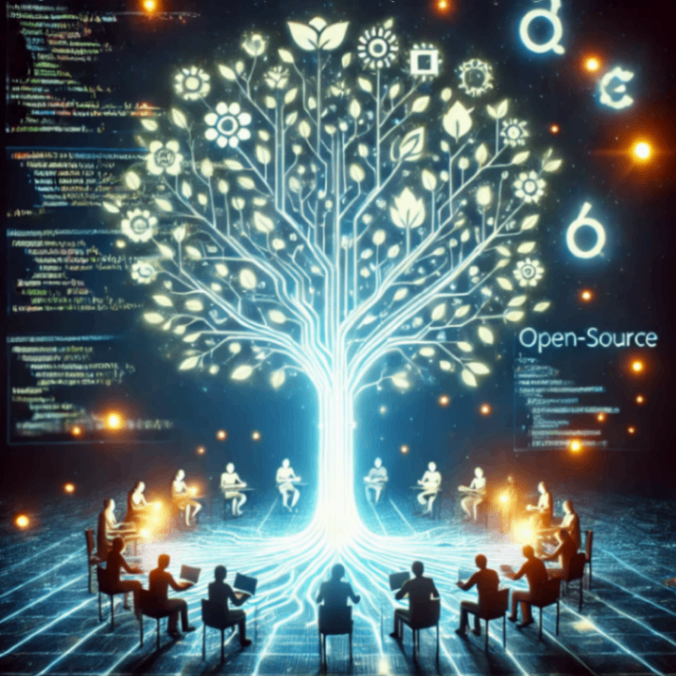 DALL·E 2025-01-14 18.41.04 - An artistic representation of open-source collaboration, showcasing a glowing tree with branches extending outward, each leaf representing a piece of .png
