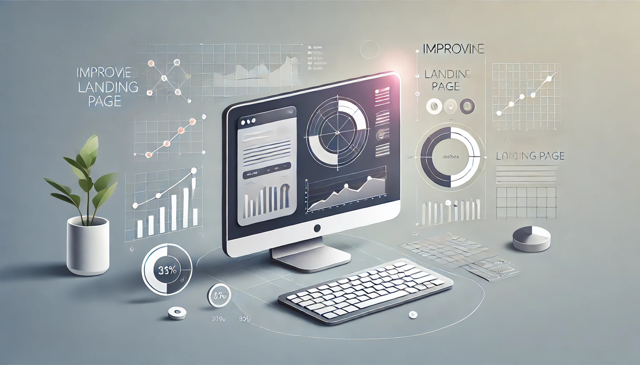 DALL·E 2025-01-22 07.25.26 - A modern and sleek design showcasing the concept of improving a landing page (LP) for better user engagement and conversions. The image includes a sim.jpg
