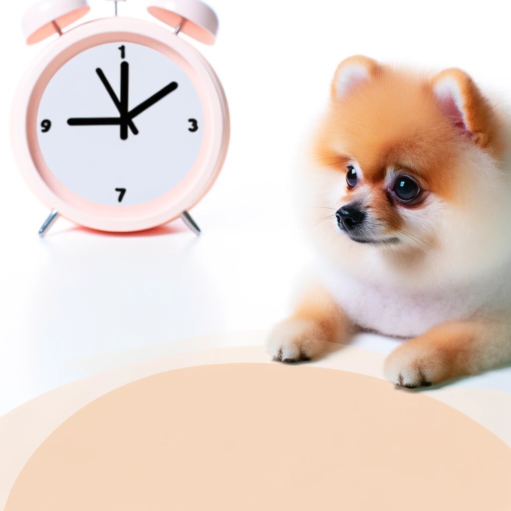 DALL·E 2024-02-15 12.30.13 - A cute illustration of a Pomeranian dog staring intently at a clock, embodying the concept of managing time efficiently. The Pomeranian is fluffy, wit (1).jpg