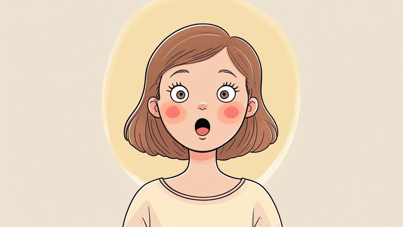 1人のお母さんの図で、驚いている様子をかわいいイラストで.jpg
