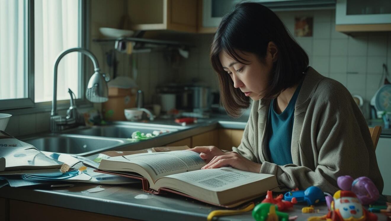 家事、育児、勉強で時間に追われる女性、日本人、女性は一人.jpg