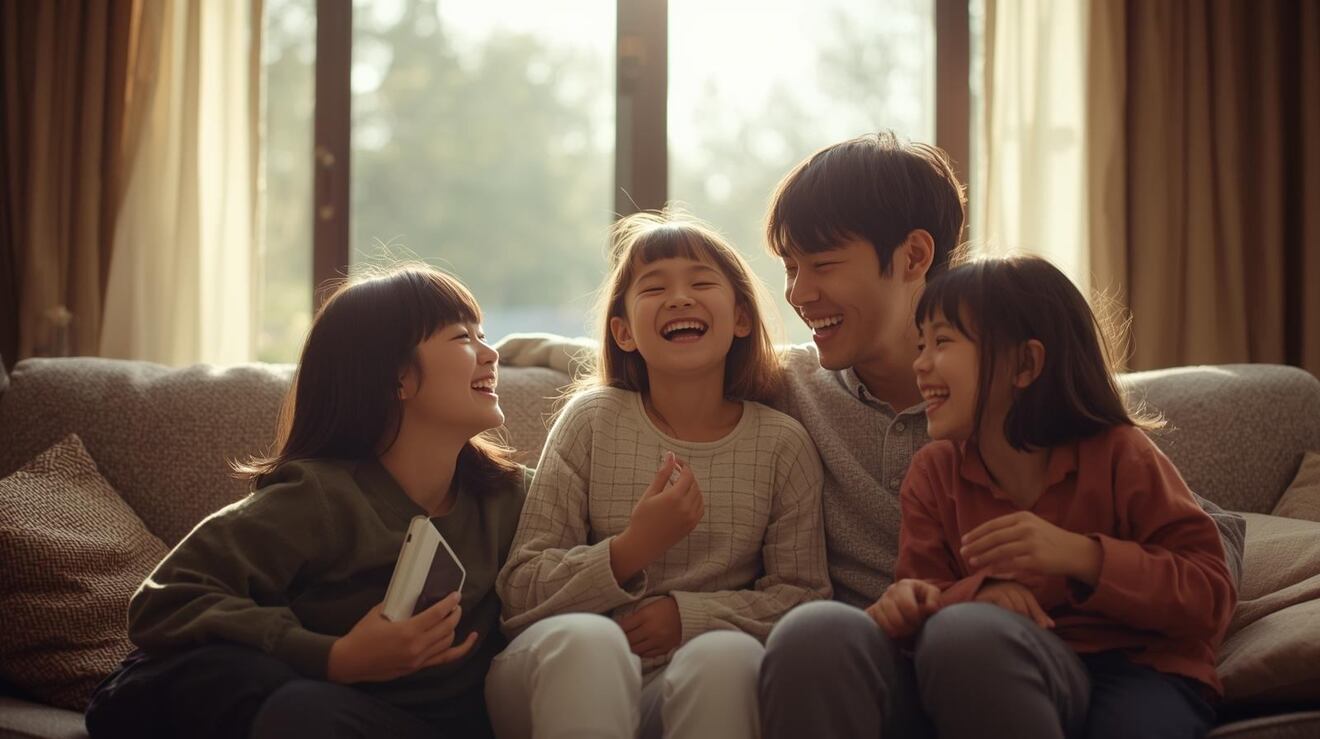 女性、日本人、20代　夫と子どもとの時間を楽しんでいる　家の中.jpg