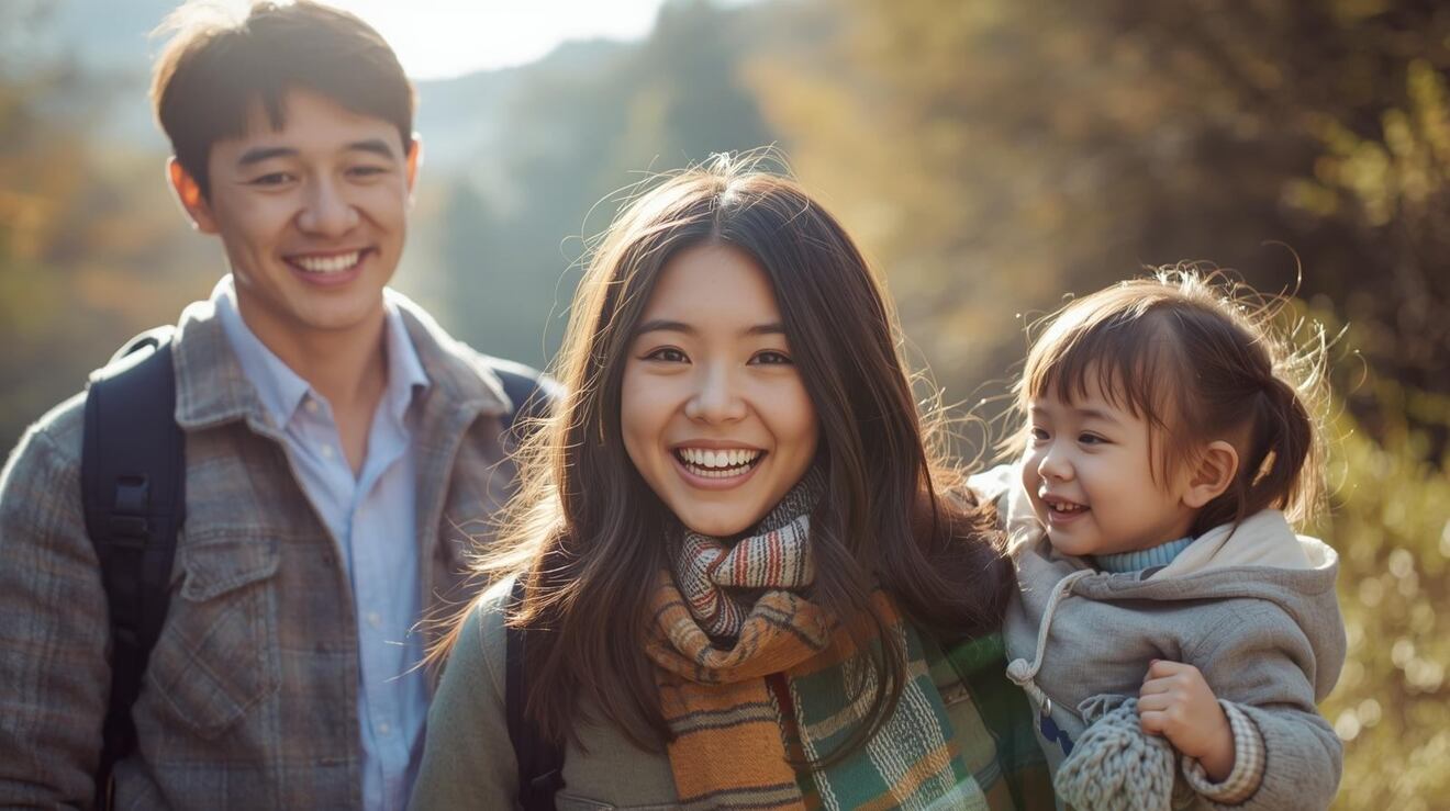 女性、日本人、20代　夫と子どもとの旅行を楽しんでいる　外.jpg