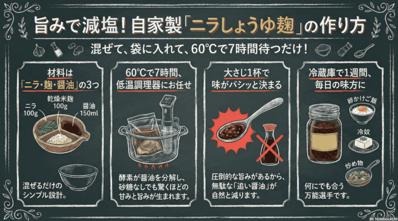 How to Make Chive Soy Sauce Koji Homemade Condiment with High Umami and Low Sodium Design, Prepared Using a Low-Temperature Cooker.png