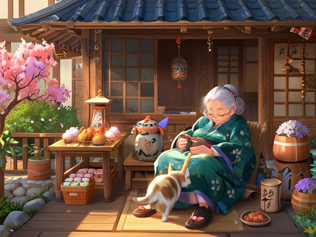 Default_A_cheerful_old_lady_is_relaxing_with_tea_and_sweets_on_2.jpg