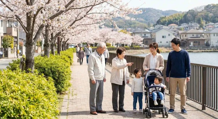 公園で遊ぶ家族