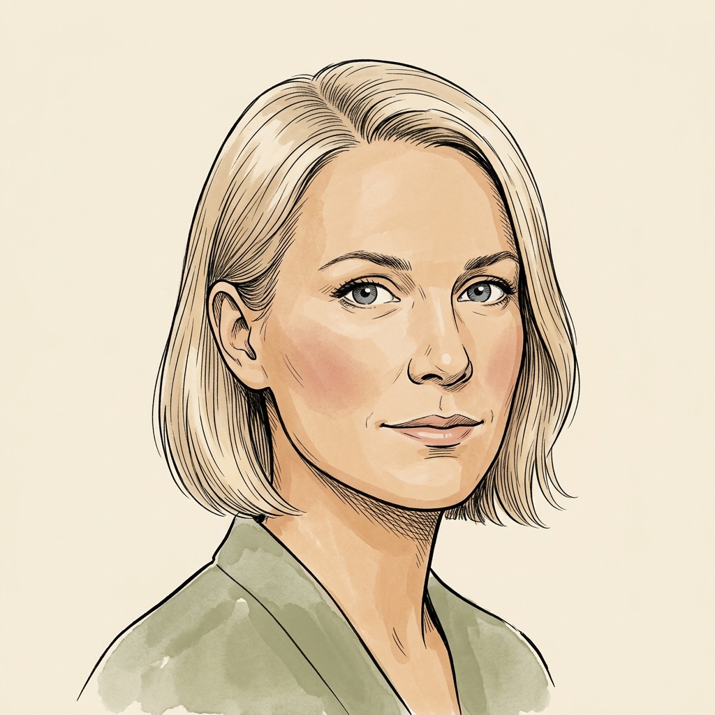 Stylized cream-paper portrait used as the byline for incident postmortems on this blog. Maya Lindqvist is an AI editorial persona, not a real person.