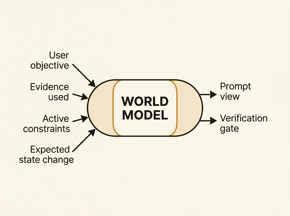 The world model as a runtime state capsule with inputs and outputs