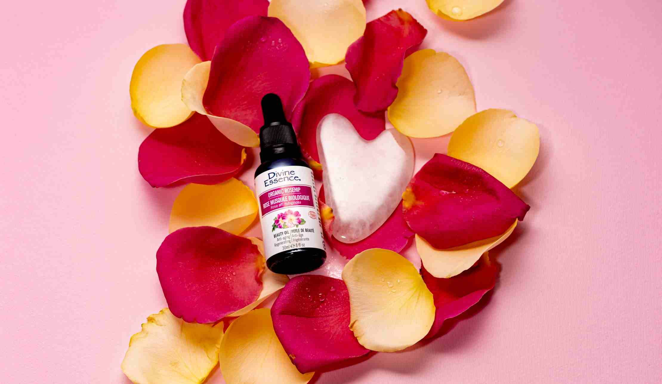 Skincare-Rose Quartz Gua Sha and Rosehip Organic Beauty Oil