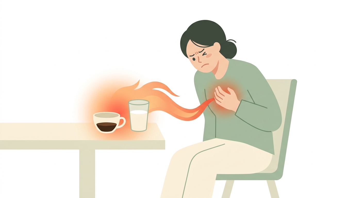 역류성 식도염에 커피와 우유, 정말 안 좋을까요? 일러스트
