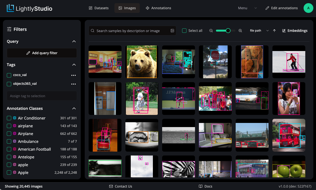 Curate and search your data in the samples grid