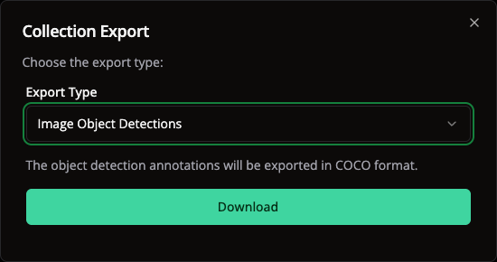 Export object detections
