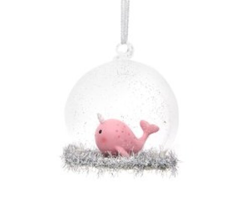 Kerstbal glas narwal