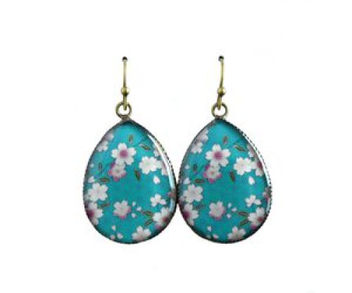 oorbEllen resin bloemen turquoise