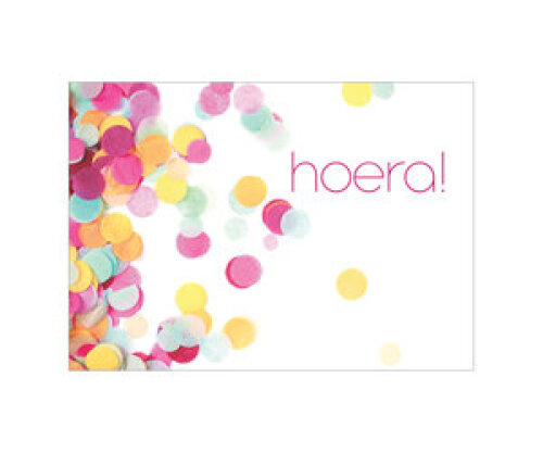 Postkaart confetti hoera