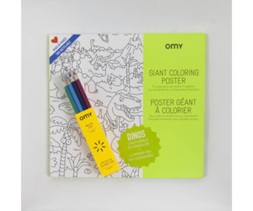 Fairplace OMY kleurposter Dinos + pop kleurpotloden